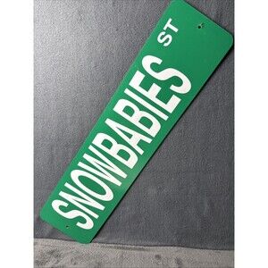 Vintage Green Metal Street Sign Snowbabies St Heavy Duty Custom Wall Decor 24"